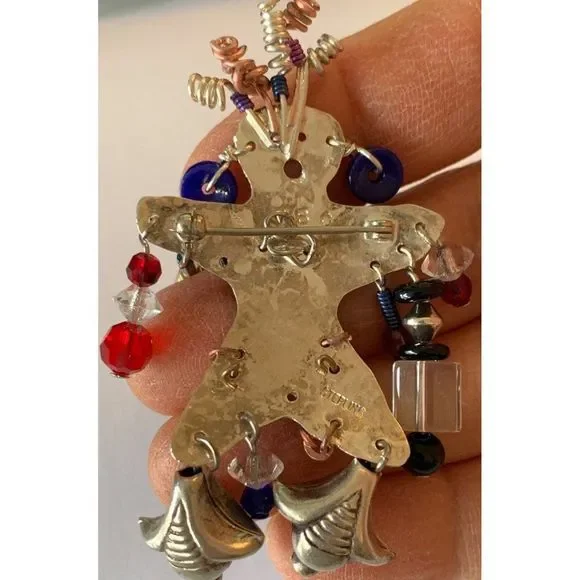 Women’s VSC Sterling Silver Dancer Tribal Hula Brooch 2.5" 6029 Hawaii - Picture 5 of 6